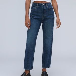 NWT Everlane Rigid Way High Jean in Rich Indigo Wash Sz Women 35 - 27.5” inseam